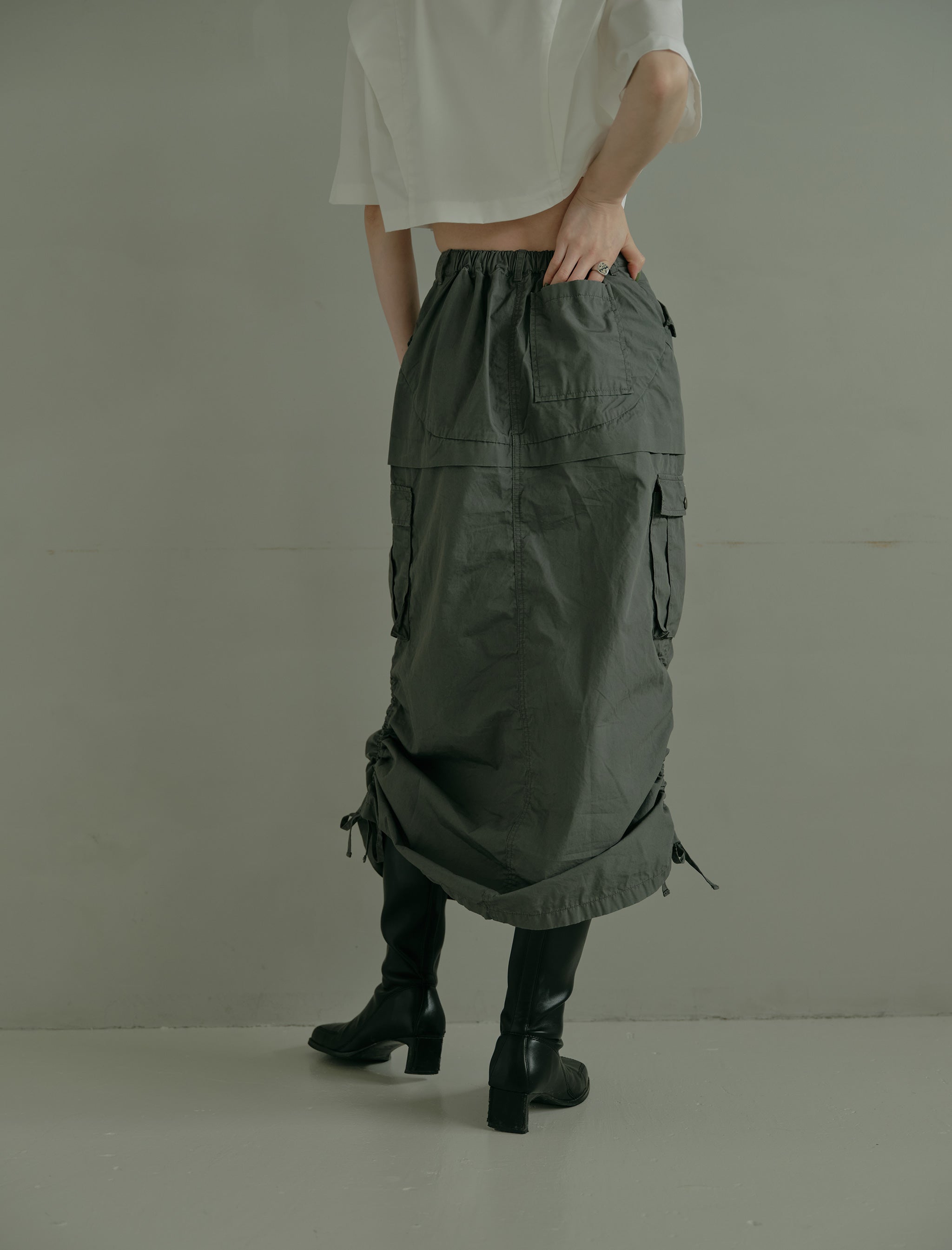 drawstring cargo skirt